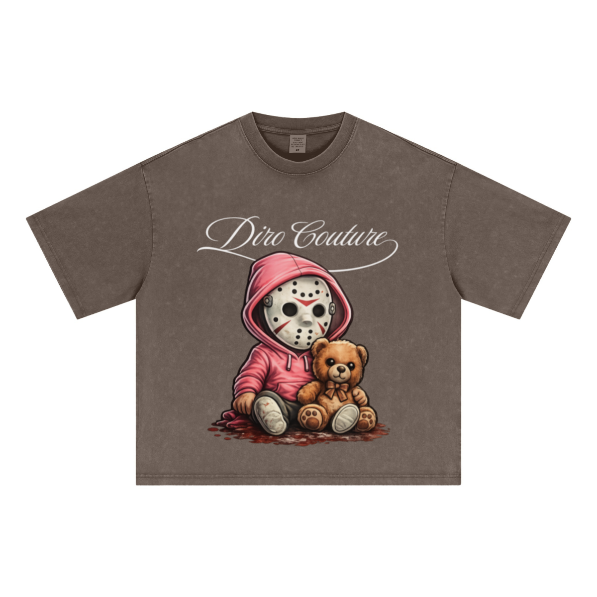 285GSM Unisex Boxy-Fit Distressed Fried-Color Snow-Wash Loose T-shirt Vintage Brown