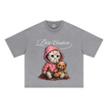 285GSM Unisex Boxy-Fit Distressed Fried-Color Snow-Wash Loose T-shirt Vintage Medium Gray