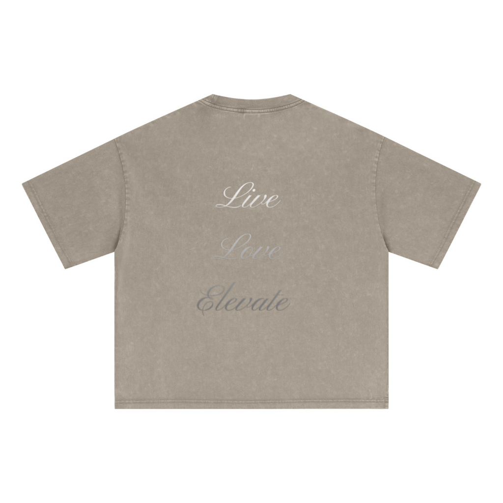 285GSM Unisex Boxy-Fit Distressed Fried-Color Snow-Wash Loose T-shirt Vintage Khaki