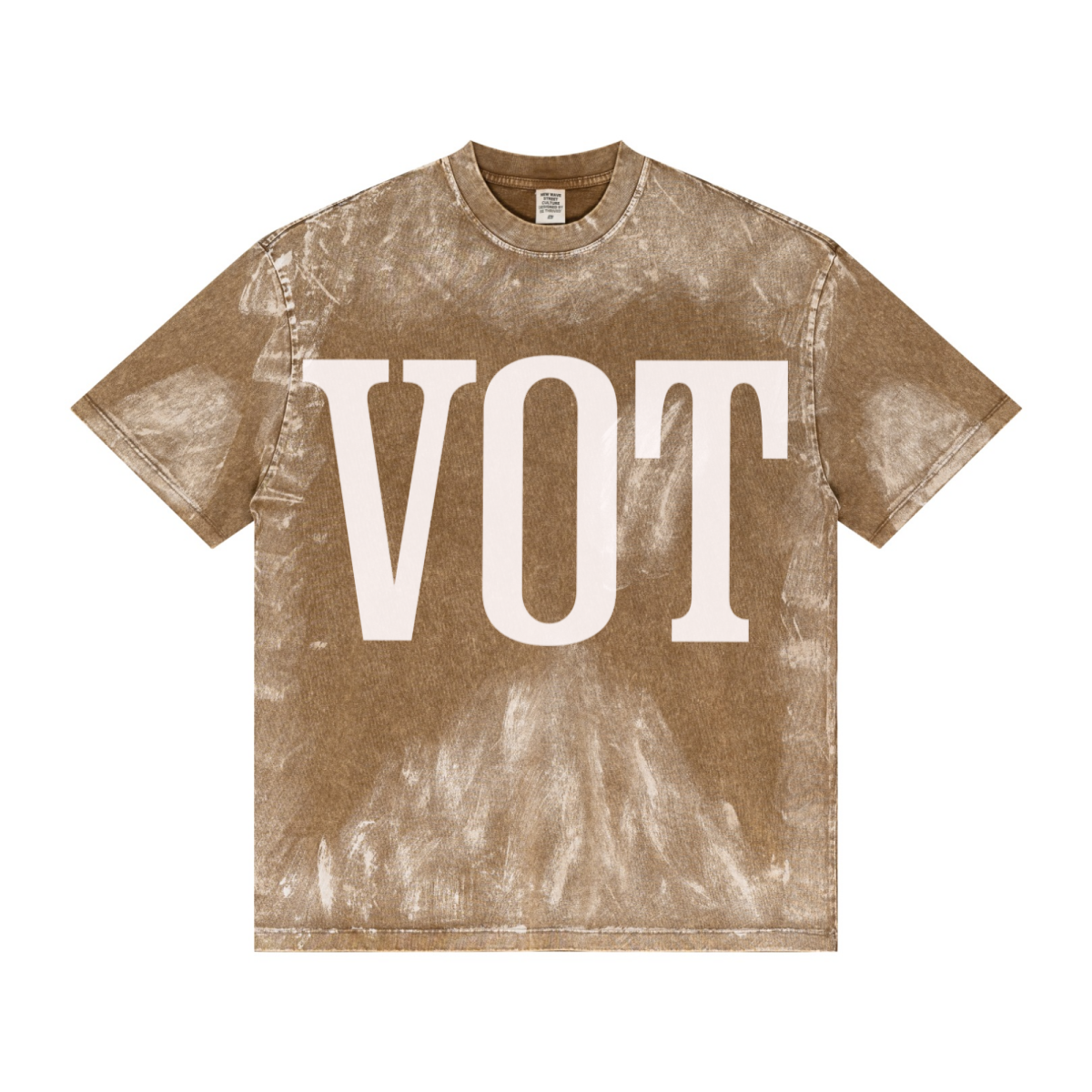 260GSM Unisex Painted Pigment-Wash T-shirt Coffee Brown
