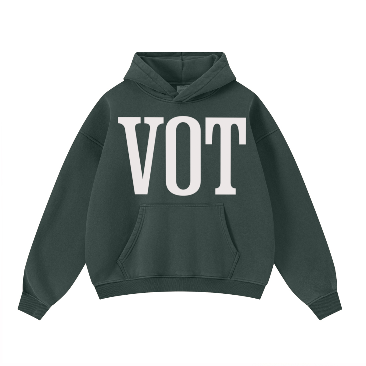 400GSM Unisex Washed Heavyweight Boxy-Fit Hoodie Vintage Moss Green