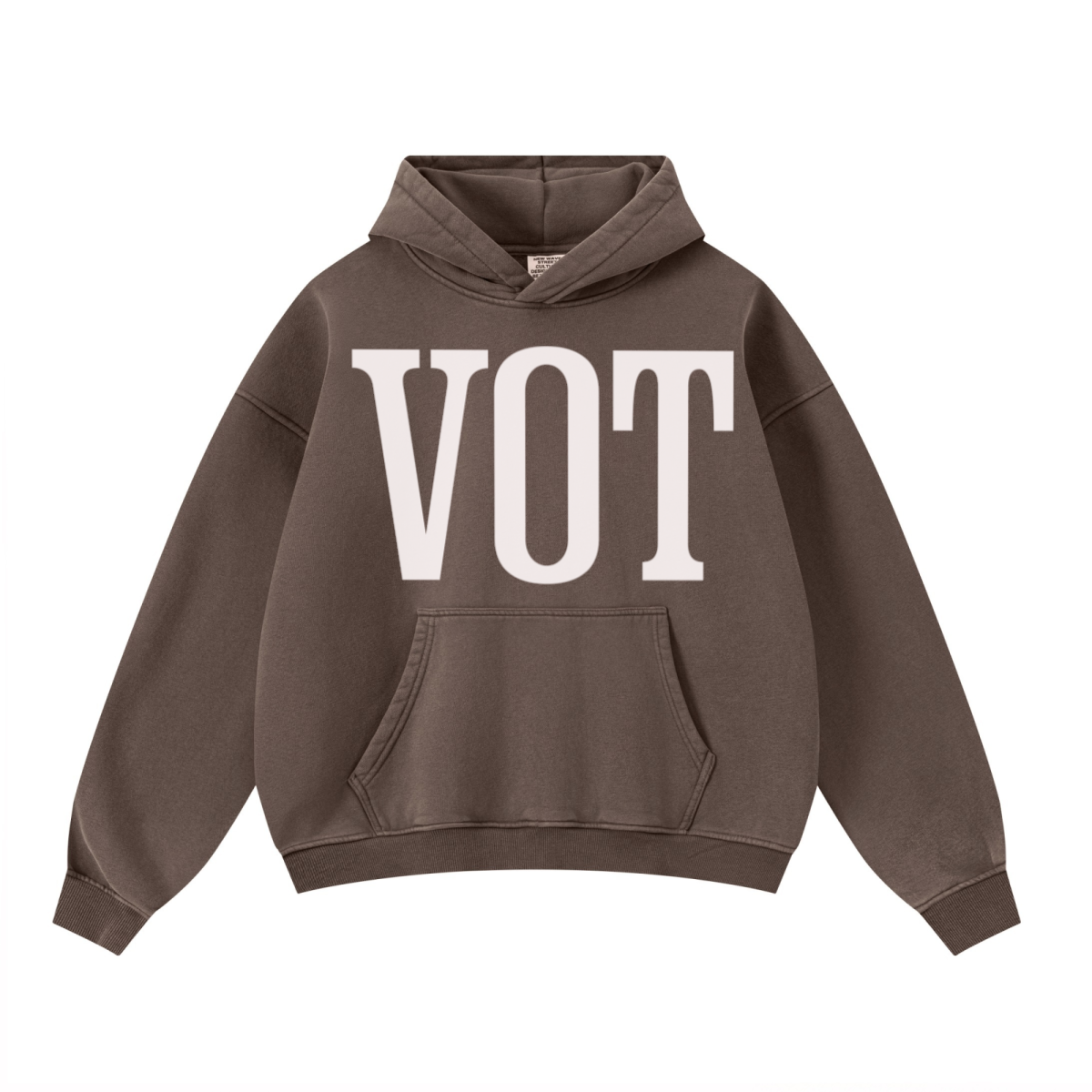 400GSM Unisex Washed Heavyweight Boxy-Fit Hoodie Vintage Dark Brown