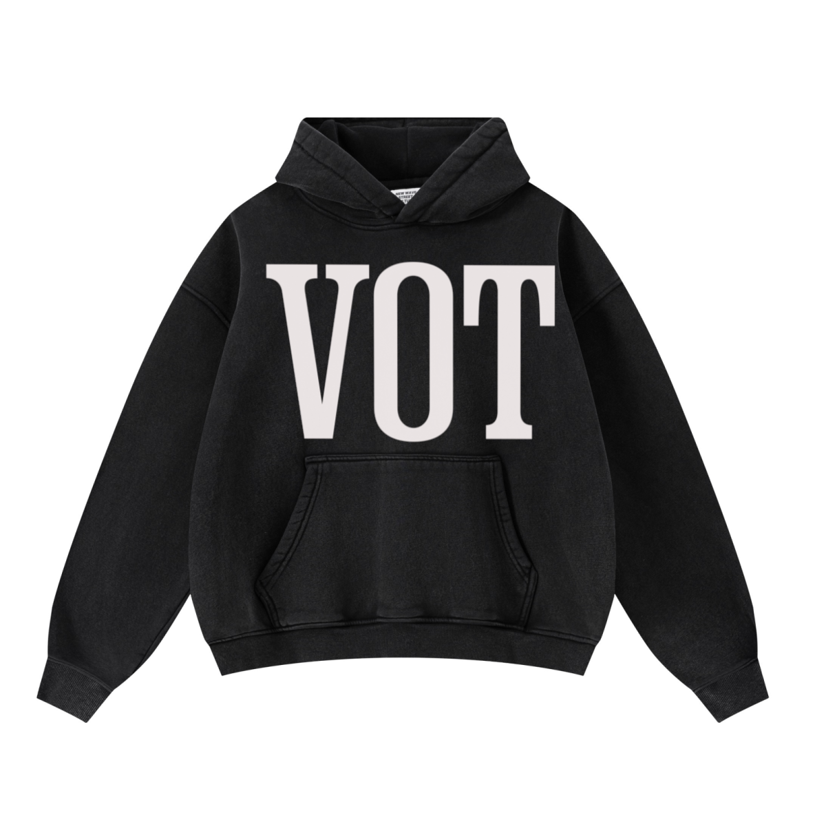 400GSM Unisex Washed Heavyweight Boxy-Fit Hoodie Vintage Black