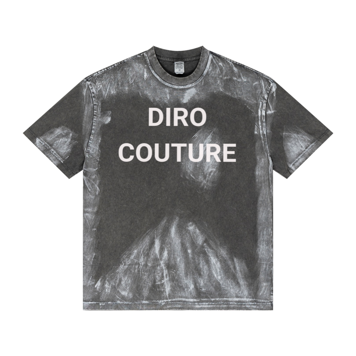 260GSM Unisex Painted Pigment-Wash T-shirt Dark Grey