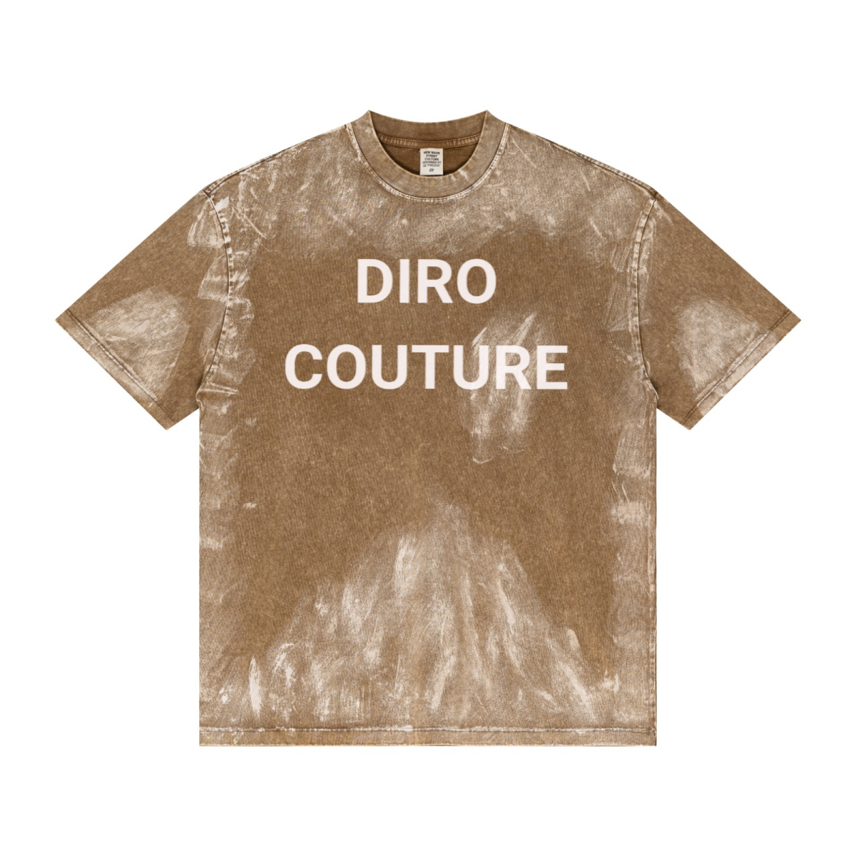 260GSM Unisex Painted Pigment-Wash T-shirt Coffee Brown