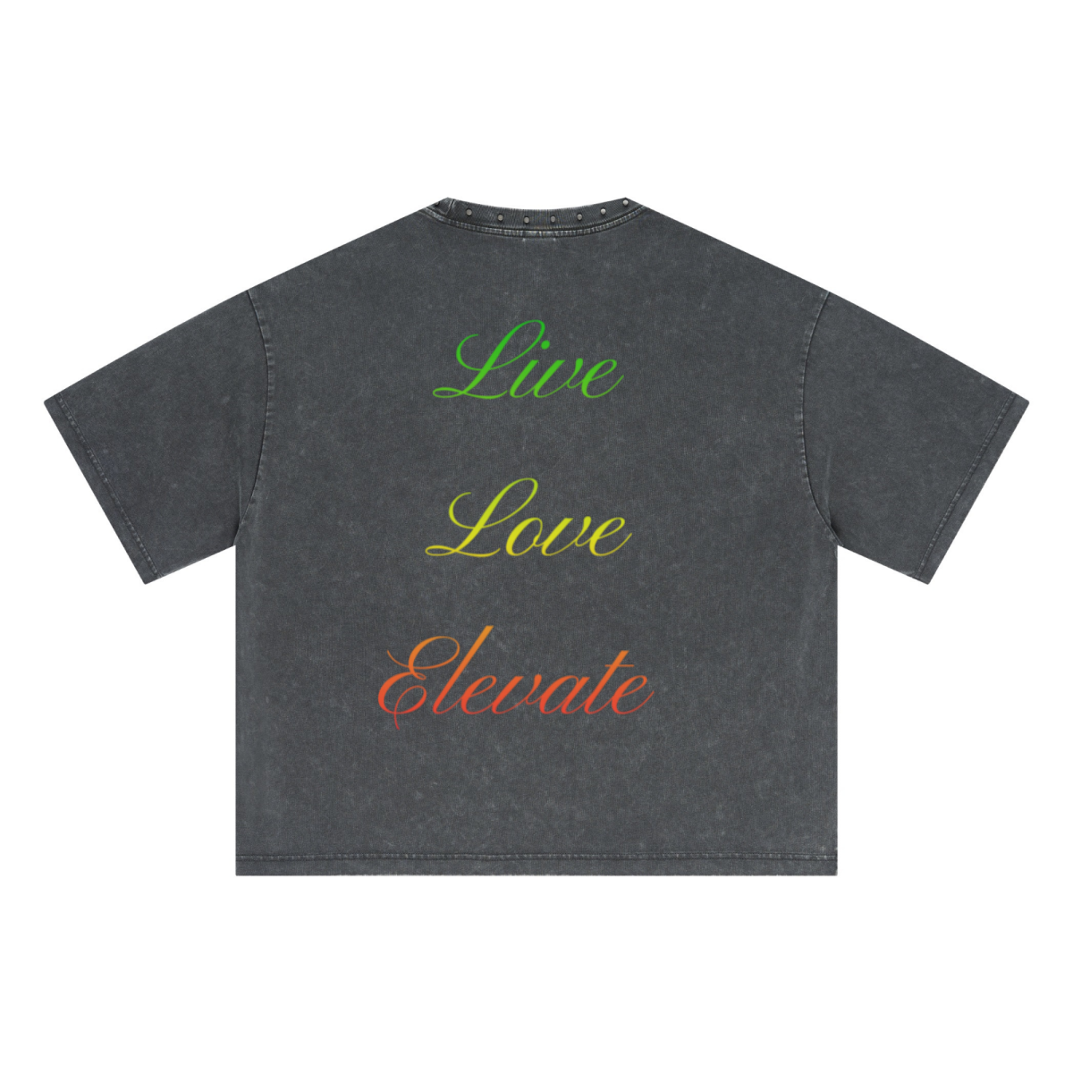 310GSM Men’s Boxy-Fit Distressed Fried-Color Snow-Wash Studded Loose T-shirt Vintage dark gray