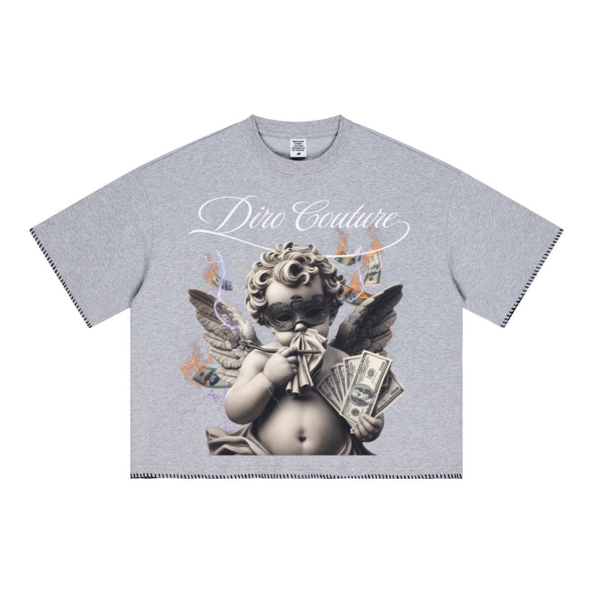 240GSM Unisex Boxy-Fit Loose-Fit T-shirt Heathered gray