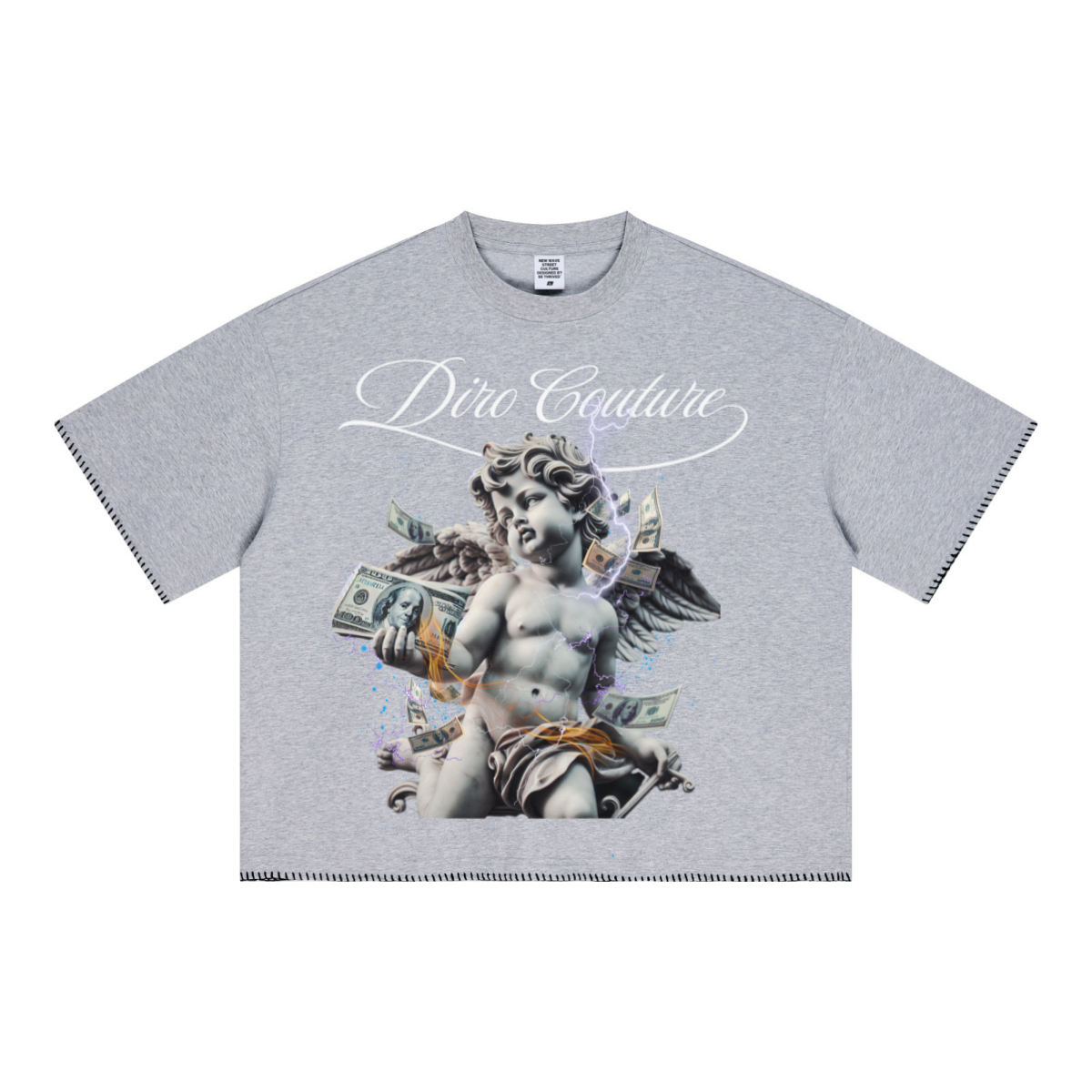 240GSM Unisex Boxy-Fit Loose-Fit T-shirt Heathered gray